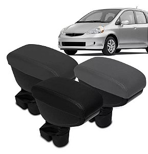 Apoio Descanso Banco De Braço Suporte Porta Objetos Automotivo Encosto Honda Fit 2004 2005 2006 2007 2008 Couro Preto Cinza Grafite