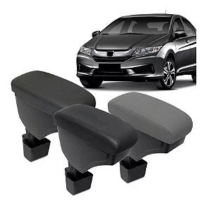 Apoio De Braço Encosto Descanso Honda City 2015 2016 2017 2018 Couro Preto Cinza Grafite Porta Objetos Suporte Automotivo