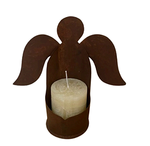 Anjo Decorativo em Ferro com Suporte para Vela – Encanto Natalino