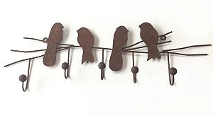 Cabideiro 4 Ganchos Pássaros