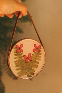 Quadrinho (10cm) com samambaia havaiana e exória rosa