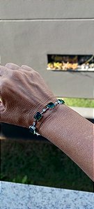 Pulseira Zircônias Verdes em Prata