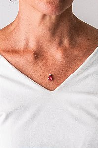 Colar Cristal Gota Rosa