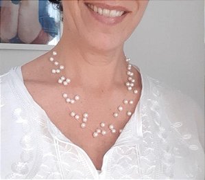 Colar de Pérolas 4 Voltas com Fecho de Prata