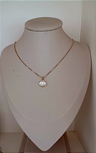 Colar Concha madrepérola prata dourado