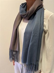 Pashmina degradé cashmere azul-cinza