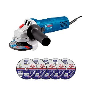 Kit Esmerilhadeira 4.1/2 Pol 220V Bosch + 5 Discos de Corte 114X1.0MM