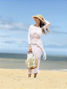 Vestido tule branco longo