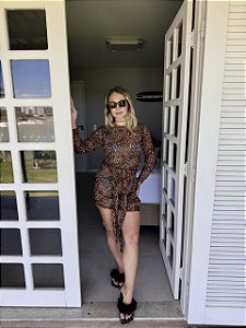 Vestido curto de onça