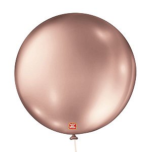 Bola São Roque Metallic Balloon Rose Gold Número 5 Pacote Com 25