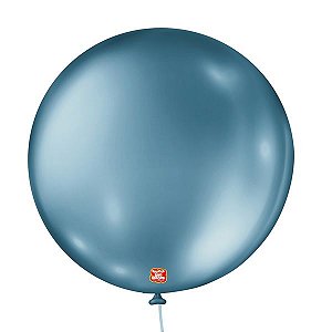 Bola São Roque Metallic Balloon Azul Número 5 Pacote Com 25