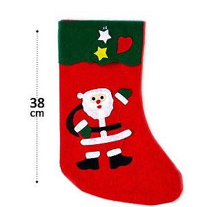 Bota Papai Noel em Feltro Estampa Sortida 38cm Altura R.H-005 Unidade