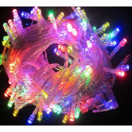 Pisca Pisca Natal Cordão Sequencial Com 100 Leds Coloridos 8 Funções Fio Transparente 10 Metros Comprimento 127V R.15100 Unidade