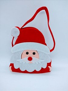 Bolsa Com Alça Em Feltro Papai Noel Natal 14cm x 13cm x 06cm R.NTD10014 Unidade