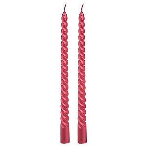 Vela Espiral Retorcida Natal Brilhante Cor Sortida (vermelho, prata ou dourado) 25cm R.IZ2211 Kit Com 2 Velas