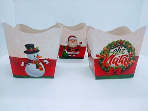 Cachepo De Papel Nc Toys Papai Noel Feliz Natal Pequeno 9,5cm Largura x 7,5cm Altura R.631 Com 10