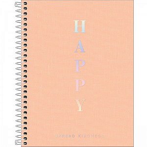 Caderno Espiral Colegial Tilibra Happy Coral Capa Plástica 1 Matéria 17cm x 24cm R.313220 Com 80 Folhas
