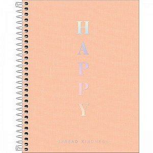 Caderno Espiral Colegial Tilibra Happy Coral Capa Plástica 1 Matéria 17cm x 24cm R.313220 Com 80 Folhas