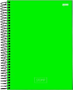 Caderno Espiral Universitário 10 Matérias Jandaia Stomp Verde Capa Dura 20cm x 27cm R.64072 Com 200 Folhas