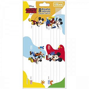 Etiqueta Escolar Adesiva Tilibra Mickey 8cm x 4cm R.234591 Cartela Com 8