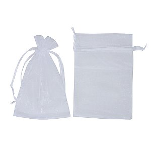 Saco De Organza Com Fita De Cetim Branco 8cm x 10cm R.YDH1843 Pacote Com 10