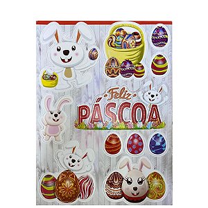 Painel Decorativo Em Papel Cartao Nc Toys Linha Pascoa Feliz Pascoa Com 11 Acessorios Destacaveis R.657