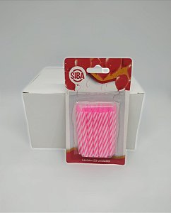 Vela de Aniversário Palito Espiral 6 Cm Siba no Atacado 10 Blister com 20 Unidades Cor Rosa.