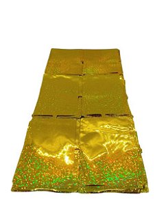 Cortina Decorativa Metalizada Holográfica Retângulos Dourado 1 Metro Largura x 2 Metros Altura EF0236H Unidade