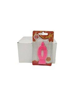 Vela de Aniversário Número 0 Pop (Super) Siba Cor Rosa Com Glitter No Atacado com 10 Unidades Preço de Fábrica.