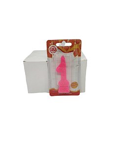 Vela de Aniversário Número 1 Pop (Super) Siba Cor Rosa Com Glitter No Atacado com 10 Unidades Preço de Fábrica.