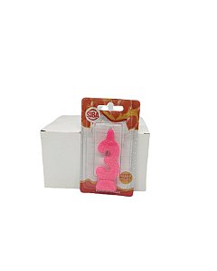 Vela de Aniversário Número 3 Pop (Super) Siba Cor Rosa Com Glitter No Atacado com 10 Unidades Preço de Fábrica.