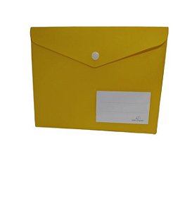 Pasta Plástica Envelope Com Botão De Pressão Cor Amarelo 17cmx22cm Unidade