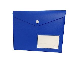 Pasta Plástica Envelope Com Botão De Pressão Cor Azul 17cmx22cm Unidade