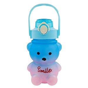 Garrafa Plástica De Água Fofa Kawaii Ursinho Smile Degradê Cor Sortida 1000ML R.GDR0855 A Unidade