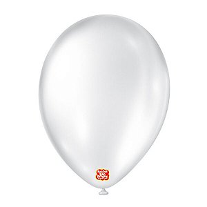 Balão São Roque Cintilante Nº9 Branco c/25 Unidades
