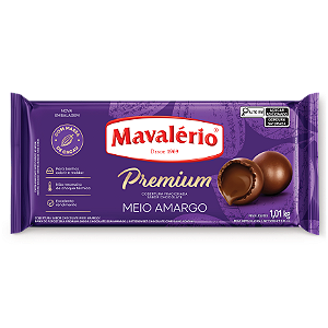 Cobertura Em Barra Premium Fracionada Mavalério Chocolate Meio Amarga 1,01KG R.9233 Unidade