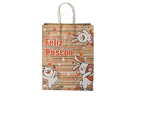 Sacola Papel Kraft Natural Páscoa Bunny 17,5cmx8,5cmx21,5cm R.7212 Unidade