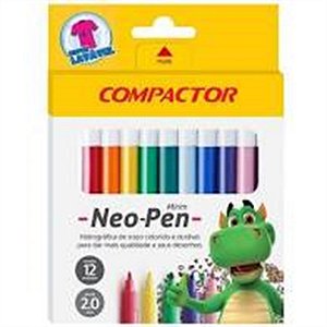 Caneta Hidrocor Neo Pen Mirim Compactor Com 12 Cores