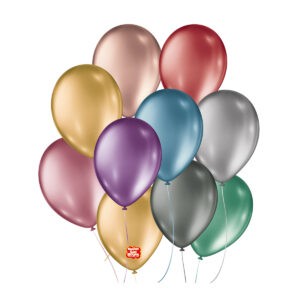Bola Látex Lisa São Roque Metallic Balloons Cor Sortida Número 9 Com 25