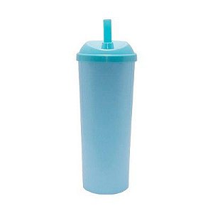 Copo Long Drink Play Amalu Azul Claro Solido 300Ml Unidade