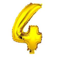 Balão Metalizado Número 4 Ouro 40cm Unidade