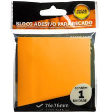 Bloco Adesivo para Recado Jocar Cor Laranja 76mmx76mm R.91118 Com 100 Folhas