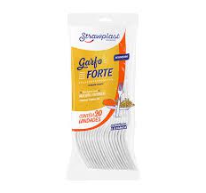 Garfo Descartável Plástico De Refeição Forte Strawplast Branco R.Gsb506 Com 50