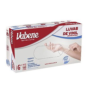 Luva Vinil Vabene Sem Pó Tamanho G Ref. 1422 Transparente - Atacado Caixa Com 100 Unidades