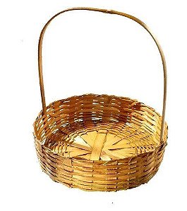 Cesta de Palha Redonda De 20cm ( 28cm Altura x 20cm Largura x 20cm Comprimento) R.1476 Unidade