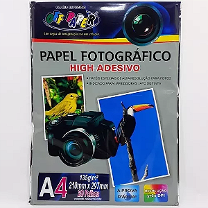 Papel Fotográfico Adesivo Off Paper A4  210mm x 297mm ( 21cm x 29cm) Gramatura 135gr R.063 Atacado Pacote 20 Folhas