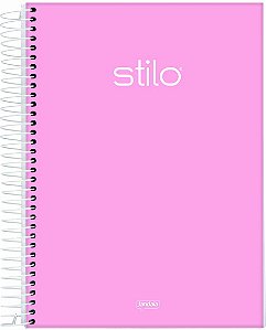 Caderno Espiral Universitário 10 Matérias Jandaia Stilo Rosa Pastel Capa Dura 20cm x 27cm R.68834 Com 160 Folhas