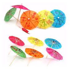 Palito Em Madeira Decorativo Mini Guarda-chuva Pacote Com 12 Peças