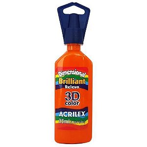 Tinta Dimensional Brilliant 3d Acrilex Laranja 35ml Unidade