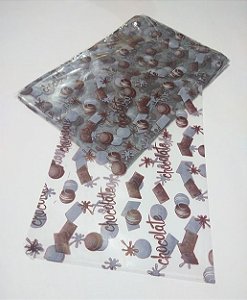 Saco Transparente Decorado Páscoa Chocolate 25cm x 37cm Unidade